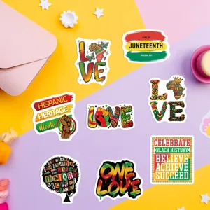 Autocollants décoratifs imperméables pour tasses et téléphones, pack thème Juneteenth.