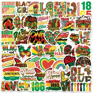 Autocollants de Graffiti en PVC Imperméables Thème de l'Histoire des Noirs Juneteenth pour Bouteille d'Eau Téléphone Portable Ordinateur Portable Décoration