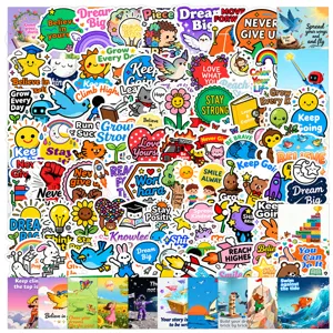 Waterproof Vinyl Graffiti Stickers Inspirational Phrases Decals Cute Cartoon Decals For Water Bottle Phone Laptop Notebook