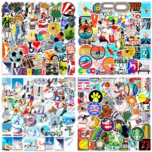Waterdichte sport graffiti stickers set ideaal voor skateboard laptop en koffer decor.