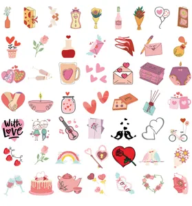 Leuke Valentijnsdag waterdichte doodle stickers voor koffer telefoon laptop decoratie.