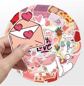 50st Valentijnsdag graffiti stickers waterdichte schattige hartjes decor voor koffer