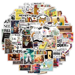 50 Pcs Lecture De Livre Autocollants En Vinyle Imperméables Mignons Decals Pour Ordinateur