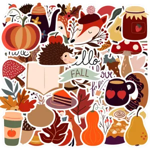Carini Adesivi Autunnali Adesivi in Vinile Impermeabili per Bottiglia d'Acqua Laptop Scrapbook Quaderno Cartone Animato Animale Adesivo Decorativo