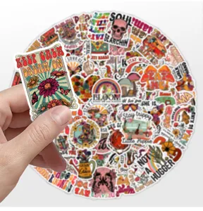 100pcs rétro esthétique graffiti autocollants imperméables vinyle pour ordinateur