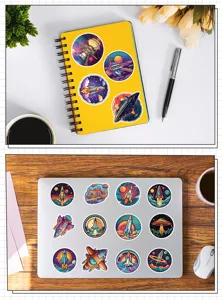 50pcs waterproof space rocket stickers for laptop water bottle skateboard kids DIY decorative art