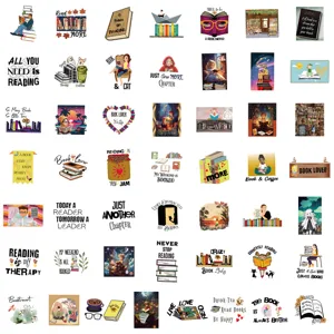 50 autocollants étanches lecture de livres, jolis autocollants vinyle pour ordinateur portable.