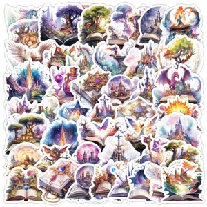 50pcs autocollants imperméables lecture de livres fantastiques carnet ordinateur portable.