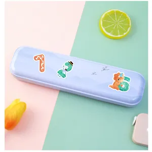 Joli trousse à crayons autocollants de chiffres de dessin animé papeterie boîte de rangement