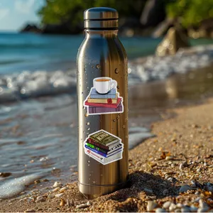 Autocollants de lecture de livres impermeables pour bouteille d'eau et ordinateur portable.