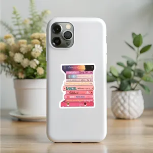 Coque de téléphone étanche avec autocollants de livres esthétiques et décoratifs