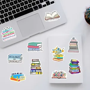 50 pcs autocollants étanches de lecture de livres pour ordinateur portable et journal.