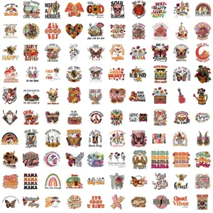 100 Pcs Autocollants Rétro Hippie Étanches Vinyle Stickers Esthétiques pour Ordinateur Bouteille