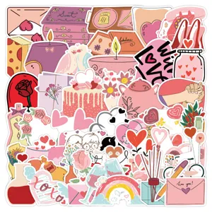 Valentijnsdag Waterdichte Graffiti Stickers Set Roze Liefde Hart Decals Voor Bagage Telefoon Notebook Decor