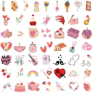 Valentijnsdag waterdichte graffiti sticker set, schattig koffer telefoon agenda decor.