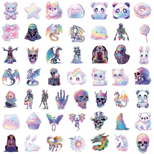 50 Stk süße Cartoon holografische Aufkleber wasserdichte Vinyl Dekoration für Handy