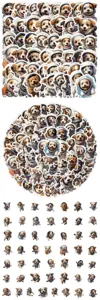Λεπτομερής εικόνα από χαριτωμένα αυτοκόλλητα σκυλάκια αστροναύτες με αδιάβροχα σχέδια.