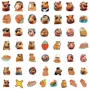 Cute capybara stickers waterproof vinyl decals pack for luggage water bottle laptop 50pcs