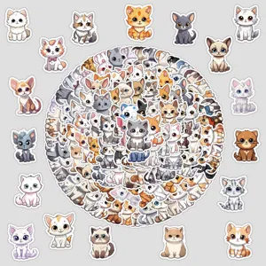 100pcs mignon chat autocollants pack imperméable vinyle kawaii autocollant pour gourde