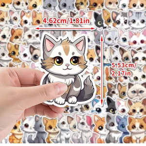Adhesifs mignons chat etanche autocollants en vinyle pour gourdes ordinateurs portables DIY