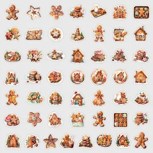 Waterproof Christmas gingerbread stickers set for water bottle and holiday cup decor.