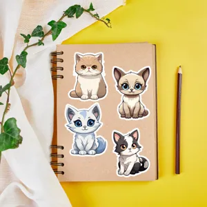 Jolis autocollants de chat de dessin animé pour bouteille d'eau et ordinateur portable DIY