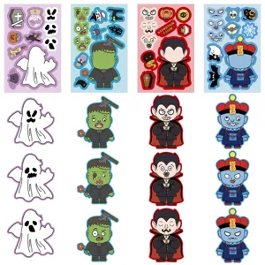Halloween mix and match DIY sticker sheets kids educational puzzle toy stationery decals