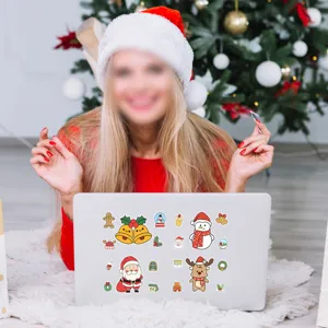 Nordic style Christmas stickers set featuring cute Santa, snowman and reindeer designs.