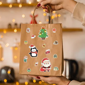 Christmas stickers set Nordic style cute holiday cartoon decals for festive decoration gift packaging.