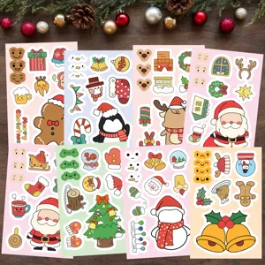 Christmas sticker set 8 sheets Nordic style DIY puzzle face changing holiday decor kids