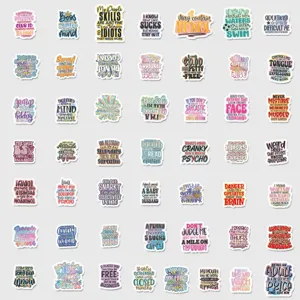 50pcs αδιάβλητα αυτοκόλλητα με αστεία quotes για αποσκευές λάπτοπ διακόσμηση