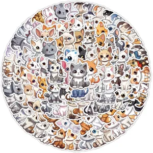 Autocollants Graffiti Chat Mignon Autocollants PVC Imperméables Pour Bouteille d'Eau Ordinateur Portable Bagages Enfants DIY Décoratif Cartoon Sticker Pack
