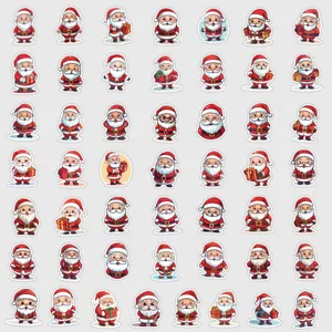 Waterproof Christmas Santa Claus stickers for tumbler cup and water bottle decoration details.