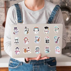 Waterproof cute cartoon snowman stickers for laptop water bottle decorative decal waterproof.