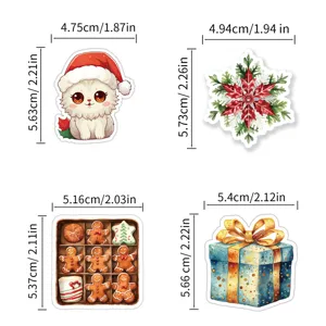 Christmas waterproof stickers set featuring cute cat snowflake gingerbread gift box designs for cups.