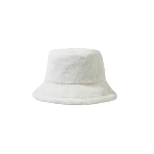 Cappello a secchiello in morbido peluche bianco da donna calore invernale stile giapponese