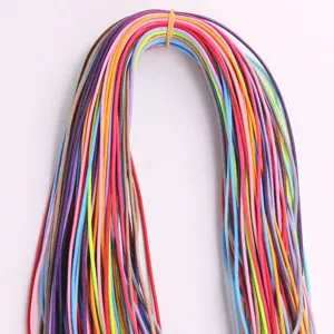 Detailed view of colorful DIY necklace wax cords in a vibrant multi-color bundle