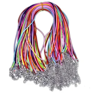 Colorful DIY necklace wax cord set with lobster clasps and extension chains for jewelry