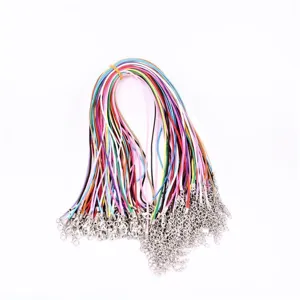 Assorted colorful waxed cord necklace strands with silver lobster clasps for DIY jewelry