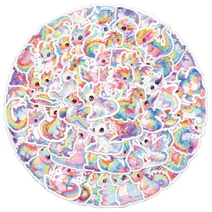 Cute rainbow dragon stickers 50pcs waterproof vinyl decal for water bottle laptop decor.