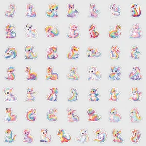 Cute rainbow dragon waterproof stickers pack for water bottles laptops decorative decals.