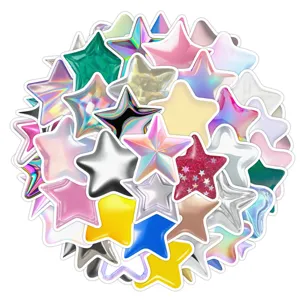 3D puffy star stickers holographic metallic waterproof cute stationary decals pack 50pcs