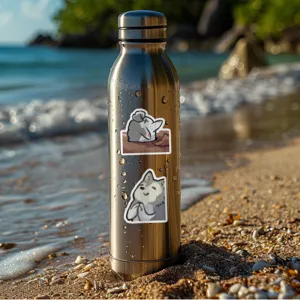 Cute husky meme stickers for water bottle laptop decoration, waterproof vinyl cartoon animal decals.