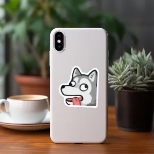 White protective phone case featuring a funny cute husky cartoon meme design for daily use.