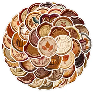 Vintage wax seal stickers pack, Nordic style waterproof decorative decals for laptop and water bottle.