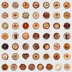 Vintage autumn wax seal stickers set, decorative waterproof sticker details pack.