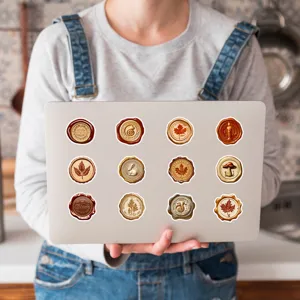 Nordic vintage wax seal waterproof decorative stickers for laptop, water cup and crafts detail view.