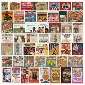 Vintage Retro Style Poster Graffiti Stickers Waterproof Vinyl Decals For Water Bottle Laptop Luggage Aesthetic Art