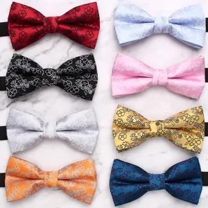 Men Business Formal Floral Geometric Bow Tie Wedding Groomsman Shirt Suit Accessory Polyester Jacquard Bowtie