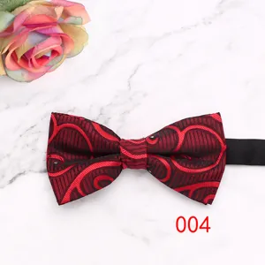 Men business formal bow tie red black geometric floral pattern wedding suit neckwear accessory